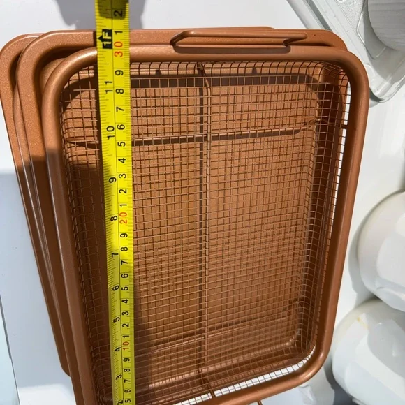 2 pack Copper Chef Oven Air Fryer Crisper Non-Stick Tray Sets - Dishwasher Safe - Picture 10 of 13